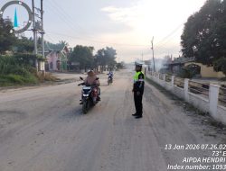 Polsek Pujud Gelar Strong Point Pagi, Wujudkan Lalu Lintas Aman dan Lancar