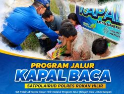 Kapal Baca Satpolairud Polres Rokan Hilir Tumbuhkan Minat Baca Anak Pesisir Lewat Program JALUR