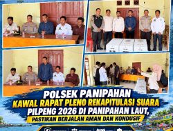 Polsek Panipahan Kawal Rapat Pleno Rekapitulasi Suara PILPENG Panipahan laut Pastikan berjalan